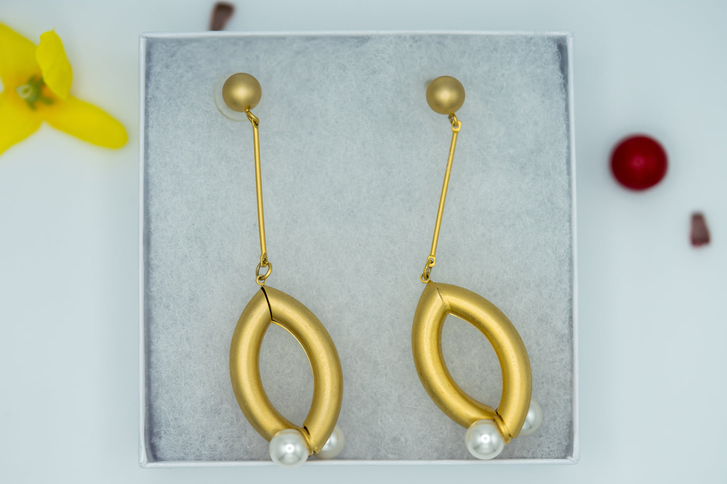 Golden Pearl Halo Earrings