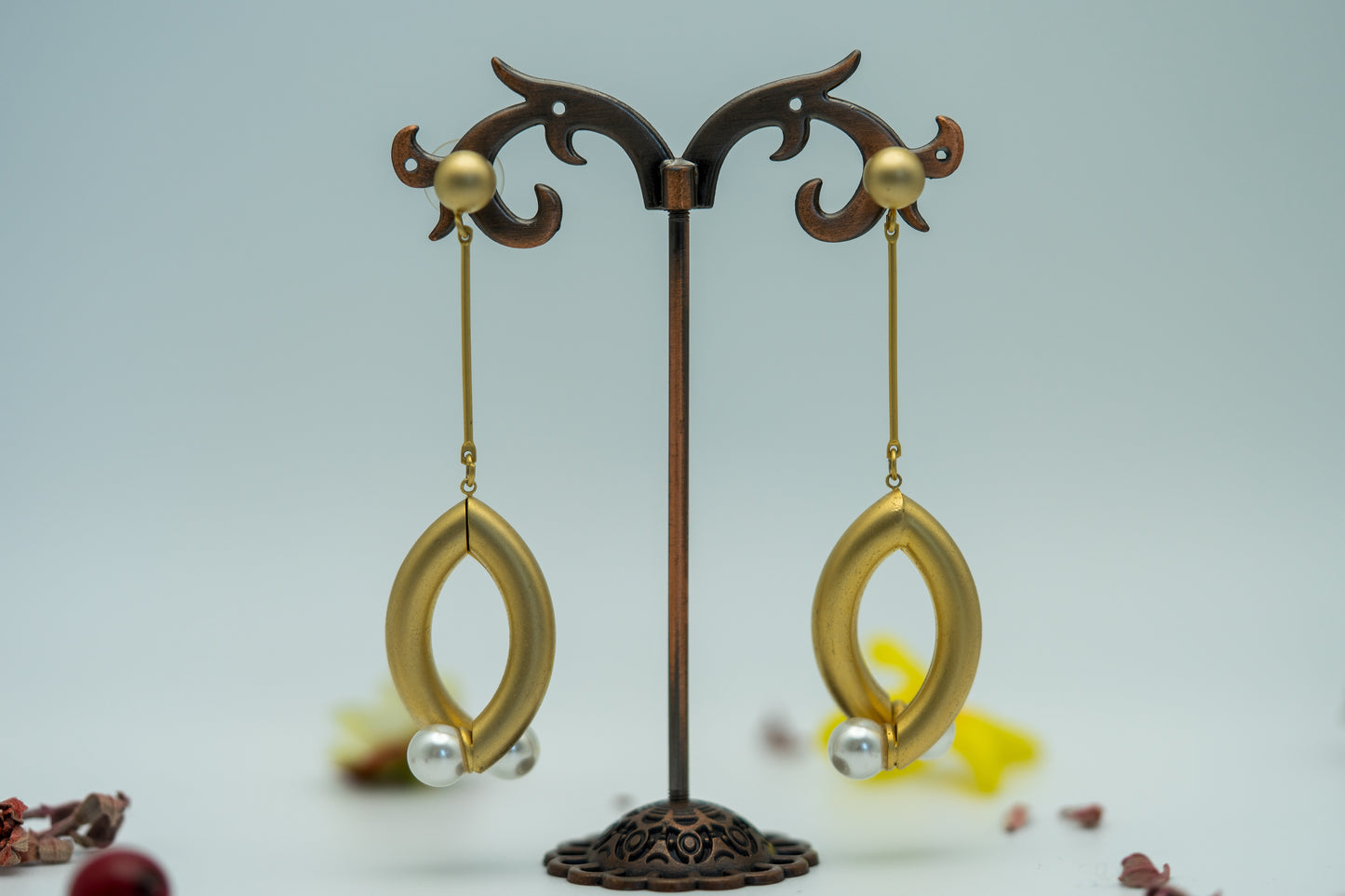 Golden Pearl Halo Earrings